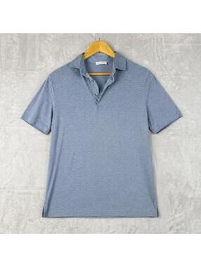 Gran Sasso Polo Shirt Men Size L Light Blue Made in Italy Quite Luxury Preppy